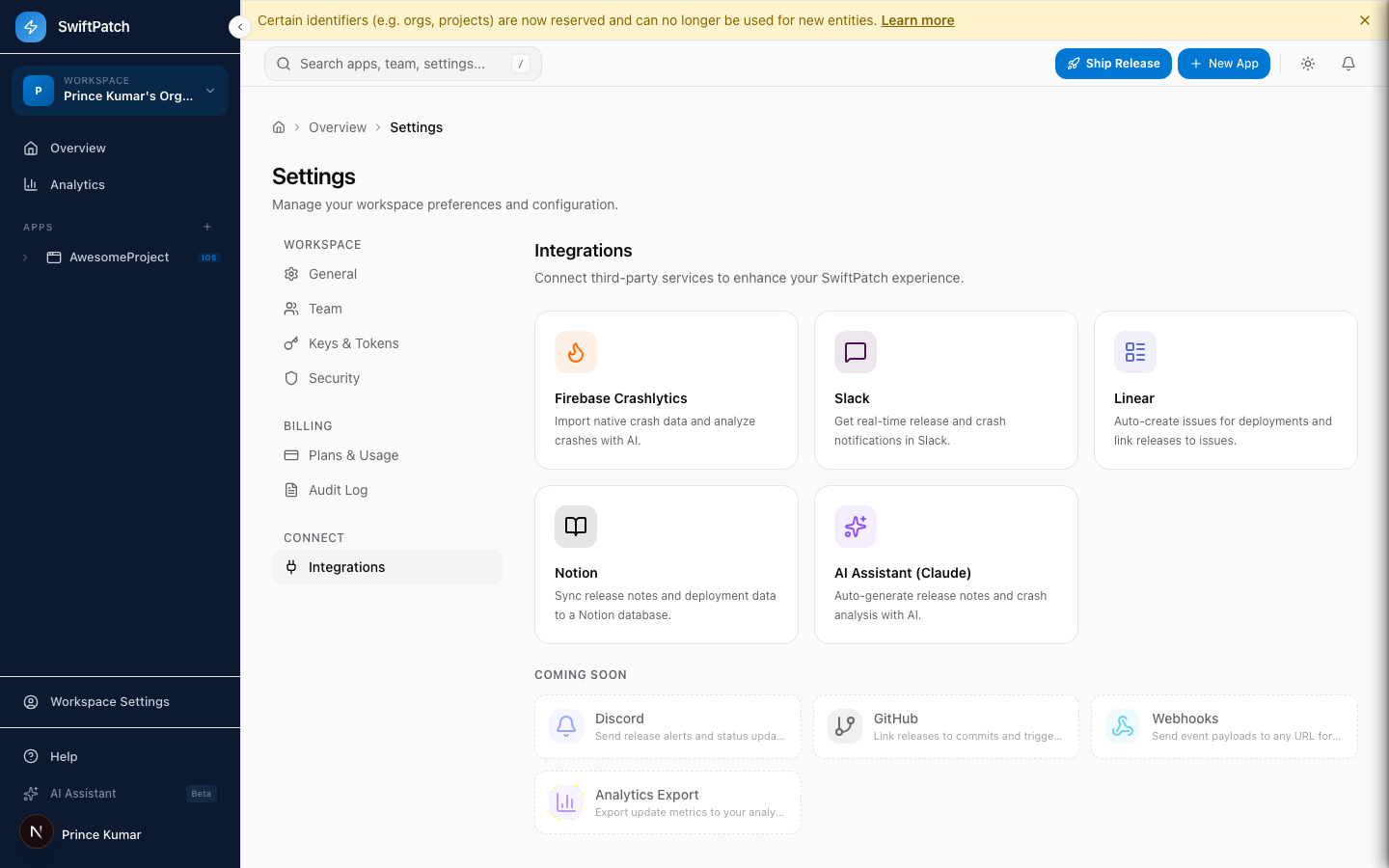 Connect CI/CD with integrations